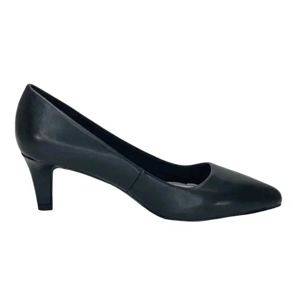 Easy Street Passion Black Faux Leather Womens Heels Size 5.5M